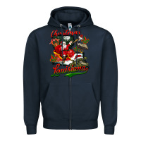 Navy louisiana christmas with santa Zipper Hoodie - BarkalooDesign
