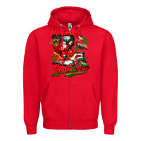Red louisiana christmas with santa Zipper Hoodie - BarkalooDesign