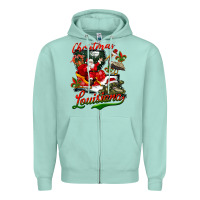 Seafoam louisiana christmas with santa Zipper Hoodie - BarkalooDesign