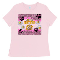 Bubblegum Pink life is better with a cat Ladies Tee - TumblerDesignByShophia