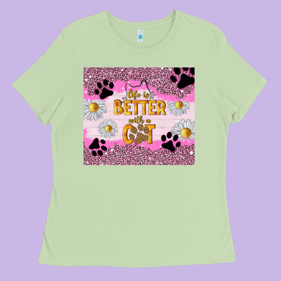 Life Is Better With A Cat Ladies Tee Designed By Tumblerdesignbyshophia