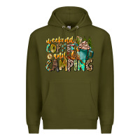 Army Green Weekends Coffee And Camping Premium Hoodie - CowhideDigitalArt