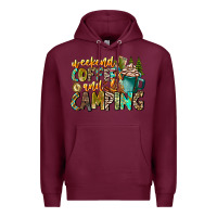 Burgundy Weekends Coffee And Camping Premium Hoodie - CowhideDigitalArt