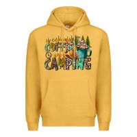 Mustard Weekends Coffee And Camping Premium Hoodie - CowhideDigitalArt