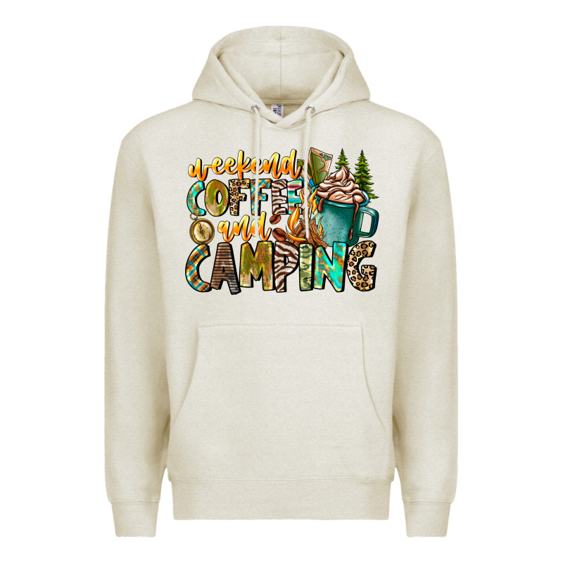 Weekends Coffee And Camping Premium Hoodie by CowhideDigitalArt | Teevron