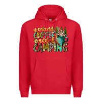 Red Weekends Coffee And Camping Premium Hoodie - CowhideDigitalArt