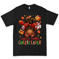 Black santa's favorite cheerleader afro messy bun Premium Tee - texasbilliewilder