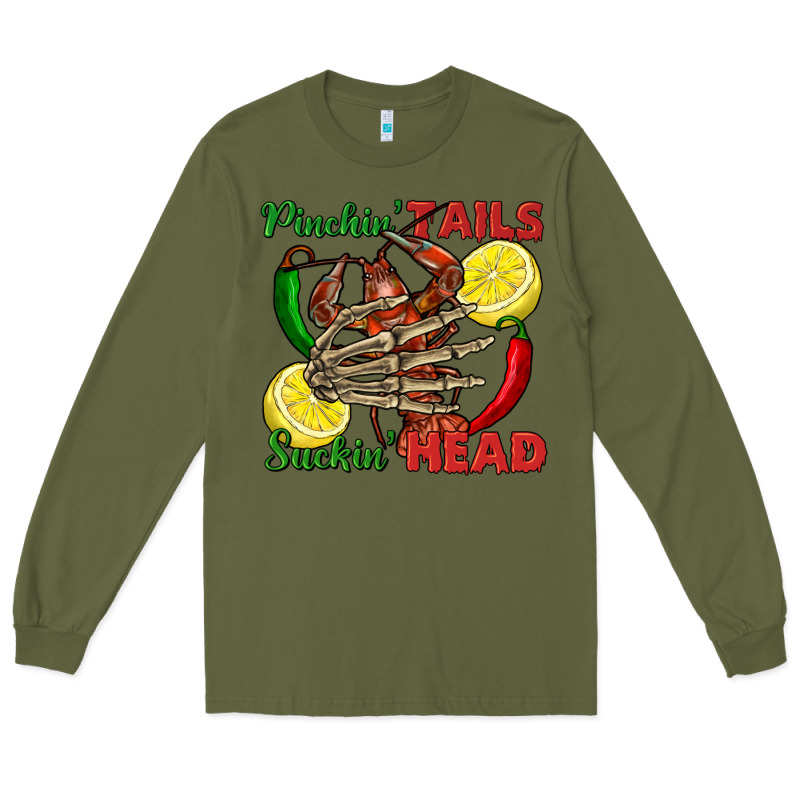 Pinchin' Tails Suckin' Head Crawfish Long Sleeve Tee by FaDigitalArtStudio | Teevron