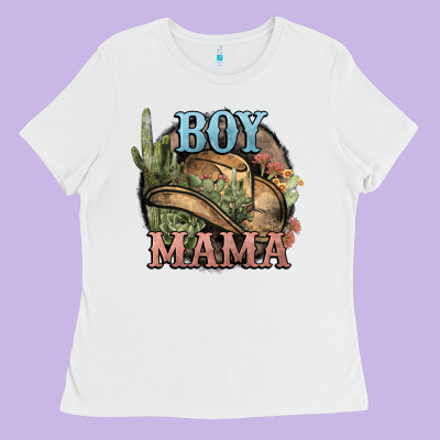 Boy Mama Western Cactus Cowboy Ladies Tee Designed By Howdyjamesfarm