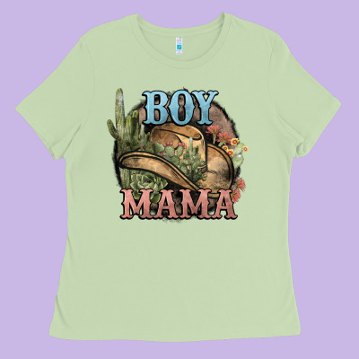 Boy Mama Western Cactus Cowboy Ladies Tee Designed By Howdyjamesfarm