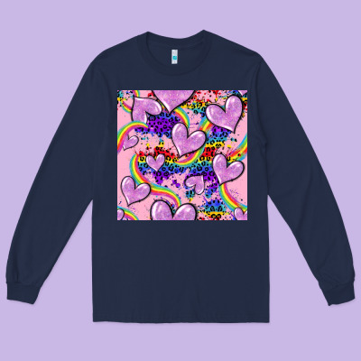 Pride Heart Seamless Pattern Long Sleeve Tee Designed By Fadigitalartstudio