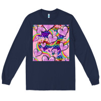 Navy pride heart seamless pattern Long Sleeve Tee - FaDigitalArtStudio