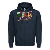 Navy Christmas nurse Zipper Hoodie - BarkalooDesign