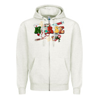 Oatmeal Heather Christmas nurse Zipper Hoodie - BarkalooDesign