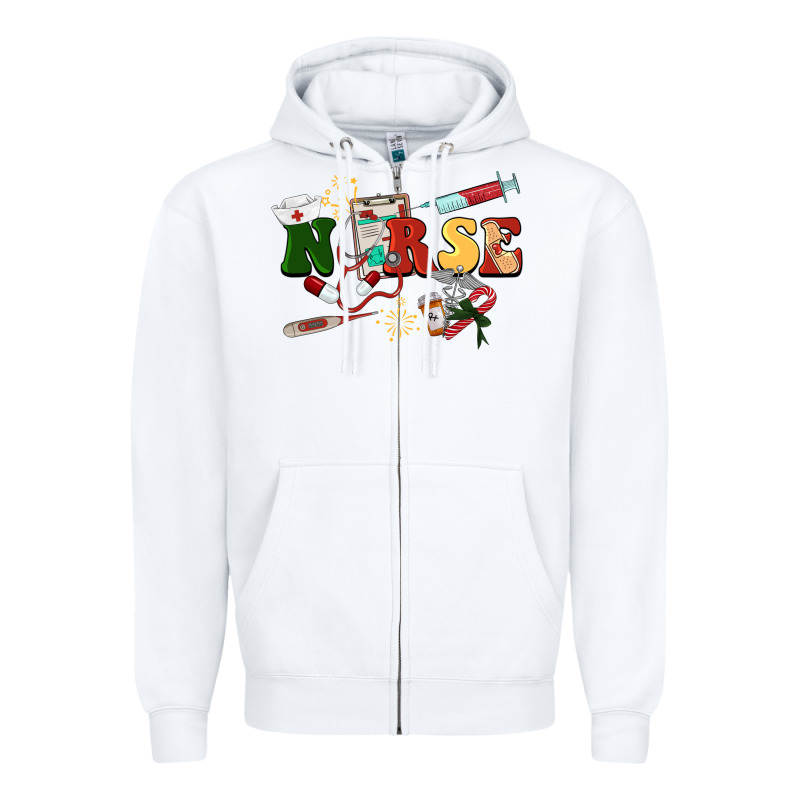 Christmas Nurse Zipper Hoodie by BarkalooDesign | Teevron