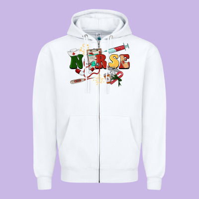Christmas Nurse Zipper Hoodie Designed By Barkaloodesign