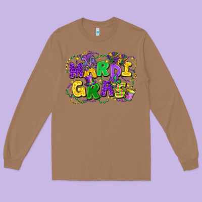 Mardi Gras Long Sleeve Tee Designed By Fadigitalartstudio