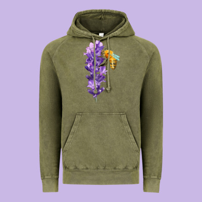 Honey Bee With Lavender Fa Element Vintage Hoodie Designed By Fadigitalartstudio