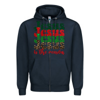 Navy jesus is the reason Zipper Hoodie - BarkalooDesign