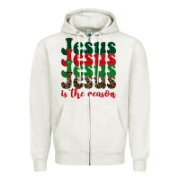 Oatmeal Heather jesus is the reason Zipper Hoodie - BarkalooDesign