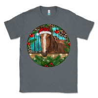 Charcoal Heather Brown Horse Christmas Classic Tee - RanaPortraitStore