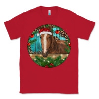 Red Brown Horse Christmas Classic Tee - RanaPortraitStore