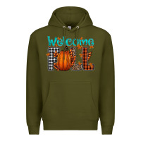Army Green Welcome Fall Premium Hoodie - CowhideDigitalArt
