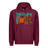 Burgundy Welcome Fall Premium Hoodie - CowhideDigitalArt