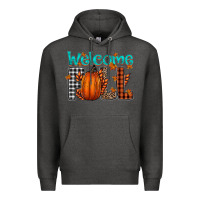 Charcoal Heather Welcome Fall Premium Hoodie - CowhideDigitalArt