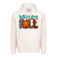 Pale Pink Welcome Fall Premium Hoodie - CowhideDigitalArt