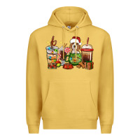 Antique Gold Christmas coffee cups with Beagle Premium Hoodie - RanaPortraitStore