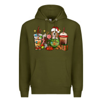 Army Green Christmas coffee cups with Beagle Premium Hoodie - RanaPortraitStore