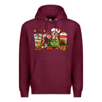 Burgundy Christmas coffee cups with Beagle Premium Hoodie - RanaPortraitStore