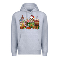Heather Grey Christmas coffee cups with Beagle Premium Hoodie - RanaPortraitStore