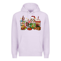 Lilac Christmas coffee cups with Beagle Premium Hoodie - RanaPortraitStore