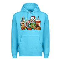 Ocean Blue Christmas coffee cups with Beagle Premium Hoodie - RanaPortraitStore