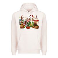 Pale Pink Christmas coffee cups with Beagle Premium Hoodie - RanaPortraitStore