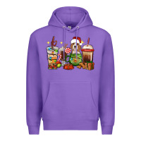 Purple Christmas coffee cups with Beagle Premium Hoodie - RanaPortraitStore