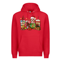 Red Christmas coffee cups with Beagle Premium Hoodie - RanaPortraitStore