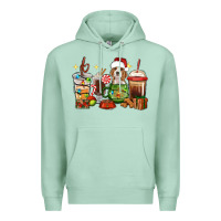 Seafoam Christmas coffee cups with Beagle Premium Hoodie - RanaPortraitStore