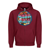 Burgundy western groovy school nurse Zipper Hoodie - BarkalooDesign