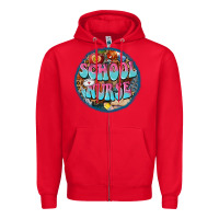 Red western groovy school nurse Zipper Hoodie - BarkalooDesign