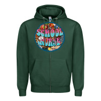 Sports Green western groovy school nurse Zipper Hoodie - BarkalooDesign