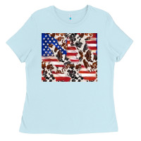 Baby Blue cowhide amerikan flag Ladies Tee - TumblerDesignByShophia