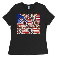 Black cowhide amerikan flag Ladies Tee - TumblerDesignByShophia
