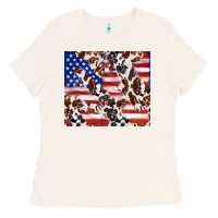Bone cowhide amerikan flag Ladies Tee - TumblerDesignByShophia