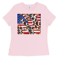 Bubblegum Pink cowhide amerikan flag Ladies Tee - TumblerDesignByShophia