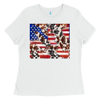 White cowhide amerikan flag Ladies Tee - TumblerDesignByShophia