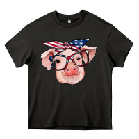 Asphalt american flag with pig Heavy Core Tee - RanaPortraitStore