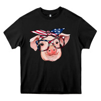 Black american flag with pig Heavy Core Tee - RanaPortraitStore